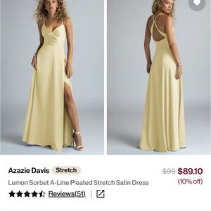 Azazie Davis Backless Yellow A-Line Dress